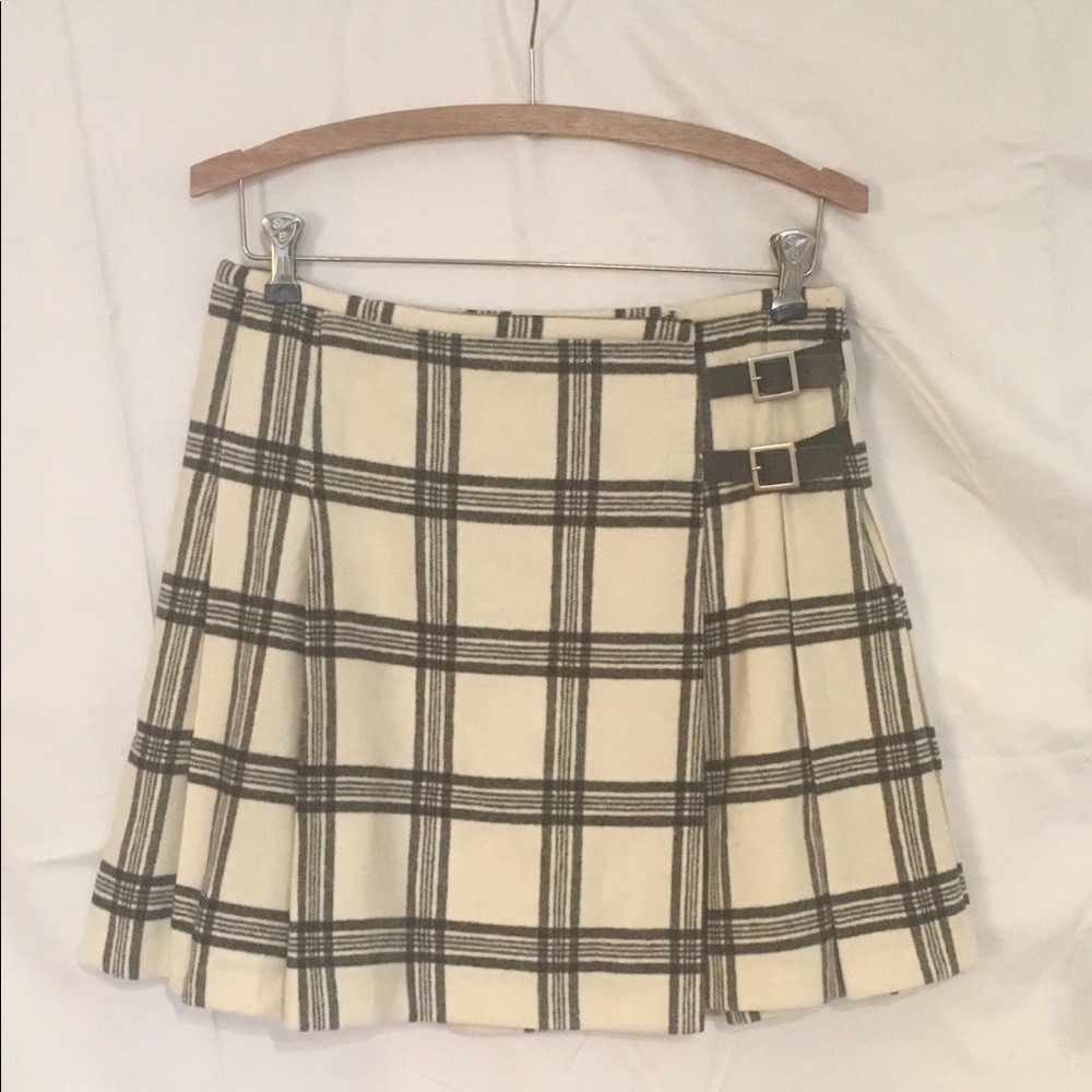 Vintage Wool Plaid Pleated Skirt